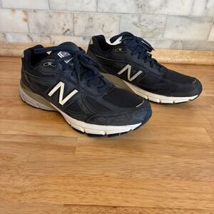 New Balance 990v4 Mens Navy Suede Mesh Running Sneakers Shoes Size 13